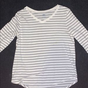 White and grey striped long sleeve shirt